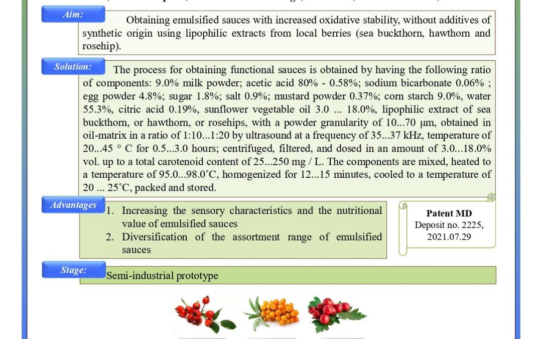 Procedeu de obtinere a sosului functional imbogatit cu extract din fructe de padure